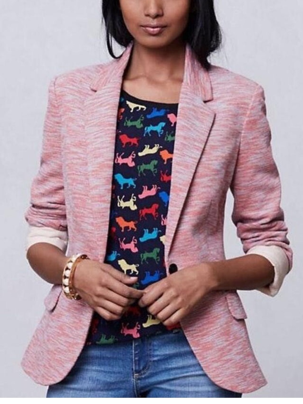 Anthropologie Cartonnier pink blazer jacket ladies size large